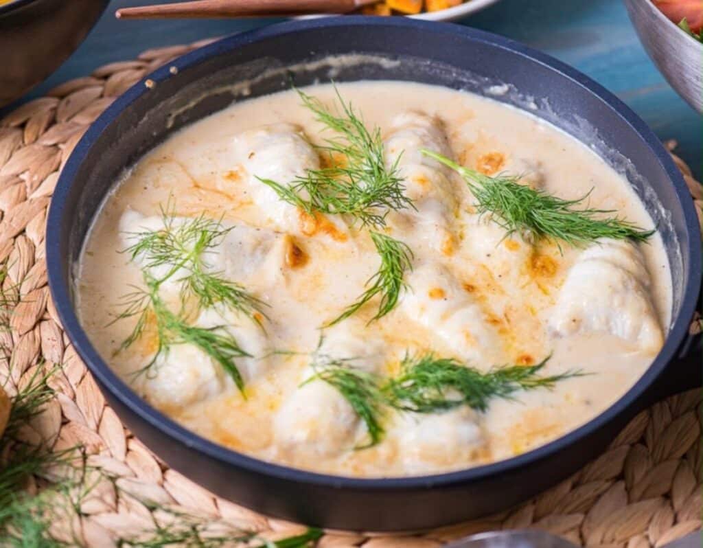 Rödtungsfilé med skaldjurssås, Helgens Special på Hamnkrogen Torekov